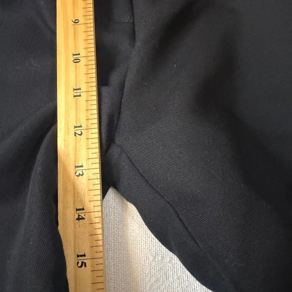Black Straight Leg Trousers High Rise Elastic Back Career Pants 1251